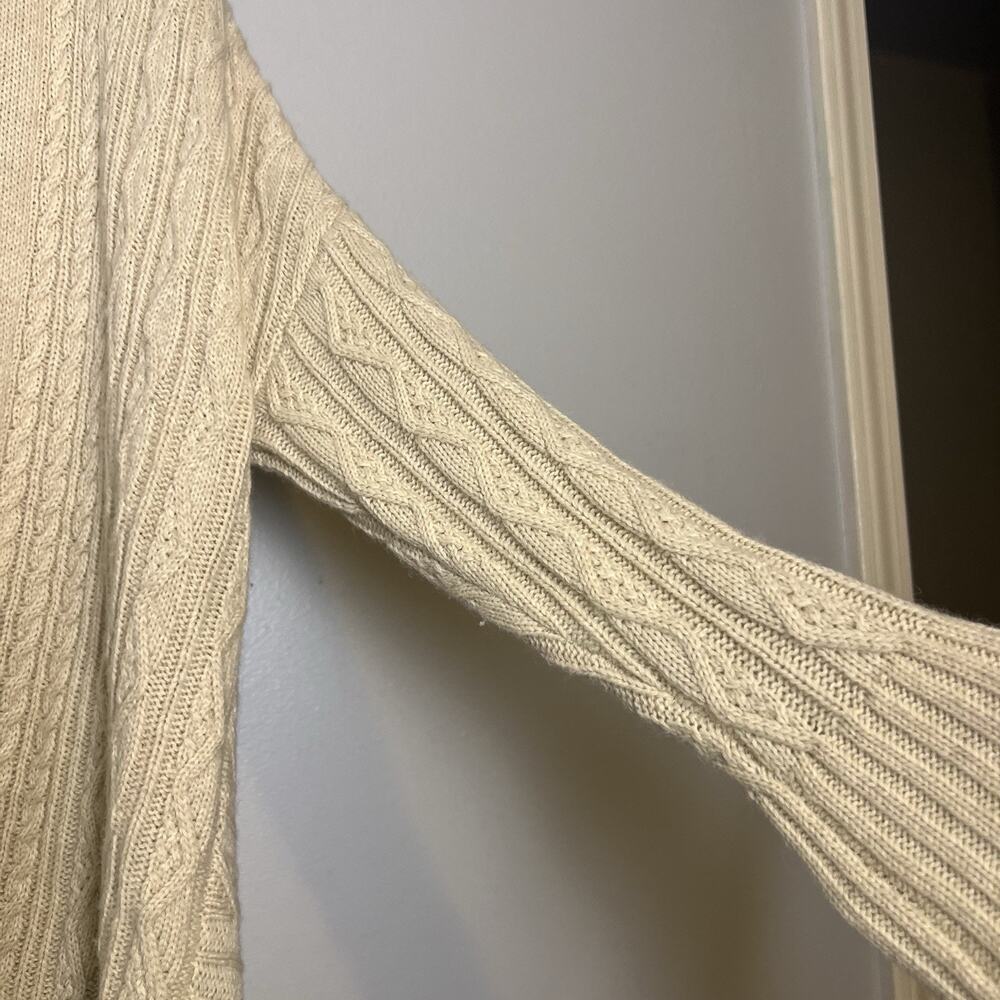 Max Studio Womens Wool Alpaca Blend Cable Knit Open Front Cardigan Beige Sz S - Picture 7 of 16